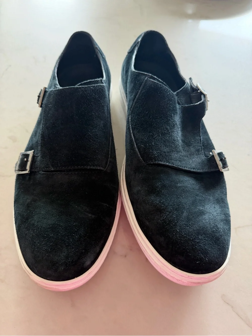 Jimmy Choo Black Suede Double Monk Strap Sneakers